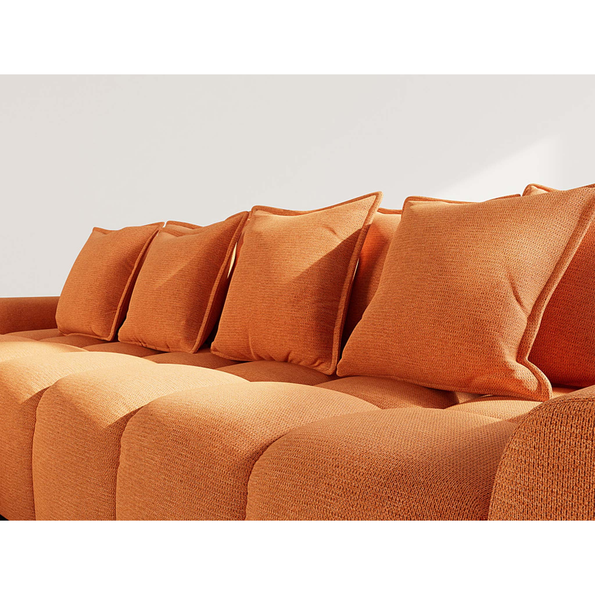 Adelaide - canapé d'angle réversible 4 places avec pouf d'appoint en tissu texturé - Terracotta