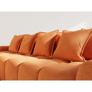 Adelaide - canapé d'angle réversible 4 places avec pouf d'appoint en tissu texturé - Terracotta