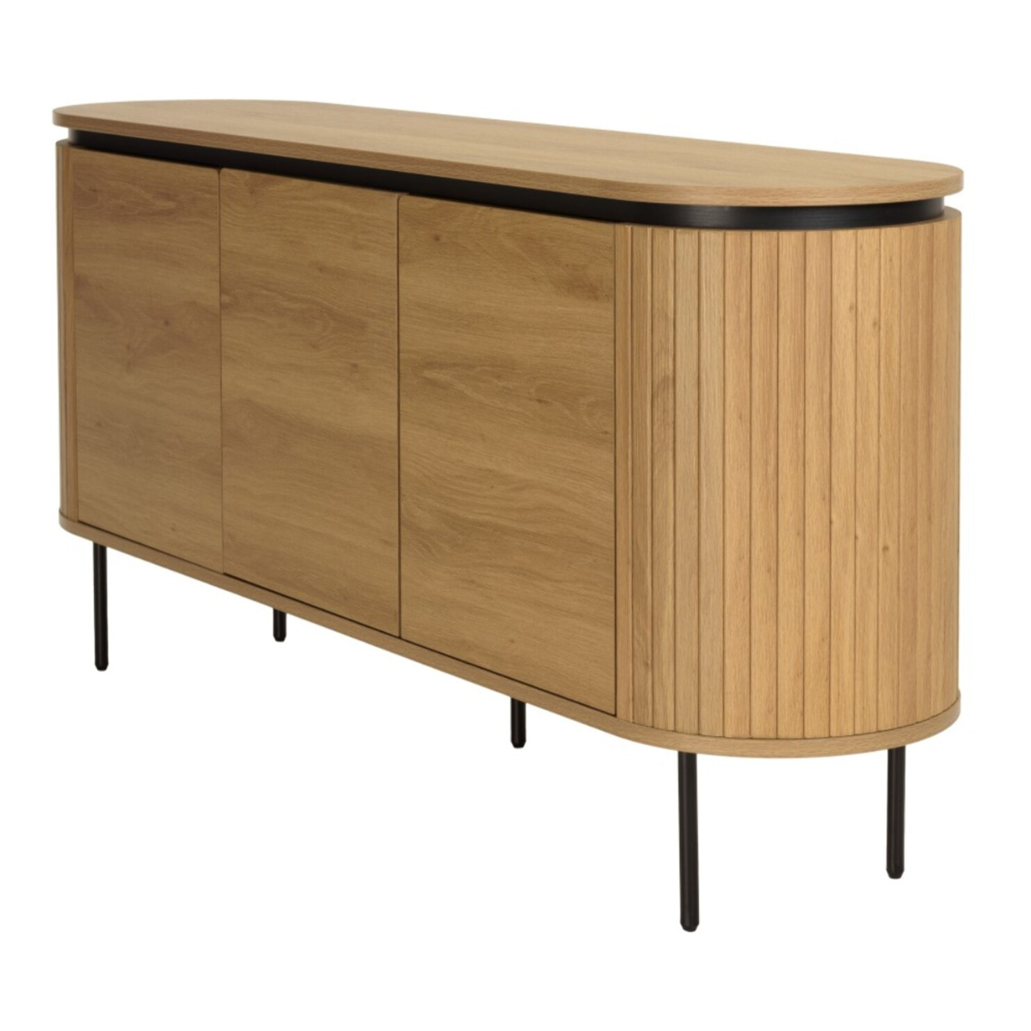 ETHAN - Buffet arrondi couleur naturelle 3 portes