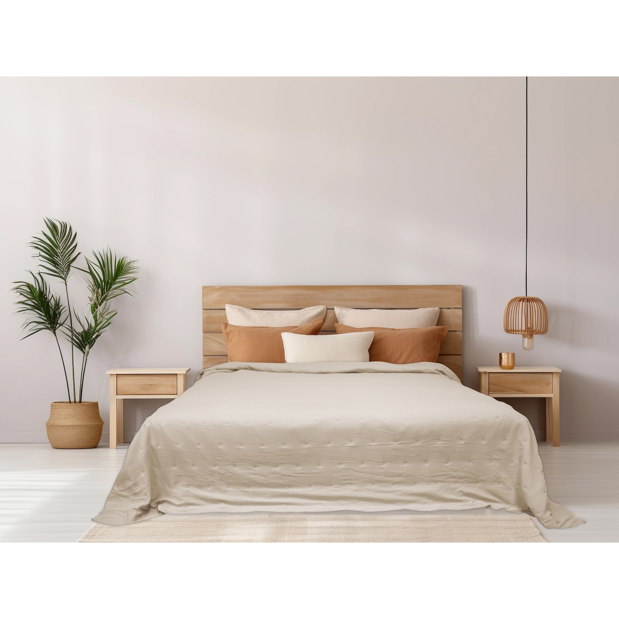 COPRILETTO LETTO MATRIMONIALE PANNA MEZZA STAGIONE TINTA UNITA EFFETTO STROPICCIATO