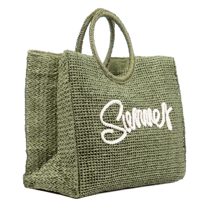 Bérgamo Bolso de mano Mujer. Fabricado en paja trenzada diseño "Summer".