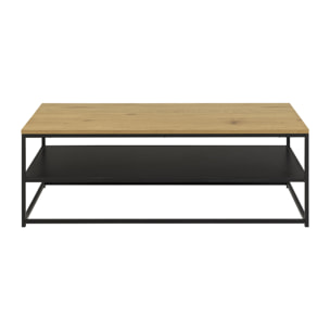 Salida - table basse - effet bois et métal noir - 120 cm - Bois / Noir