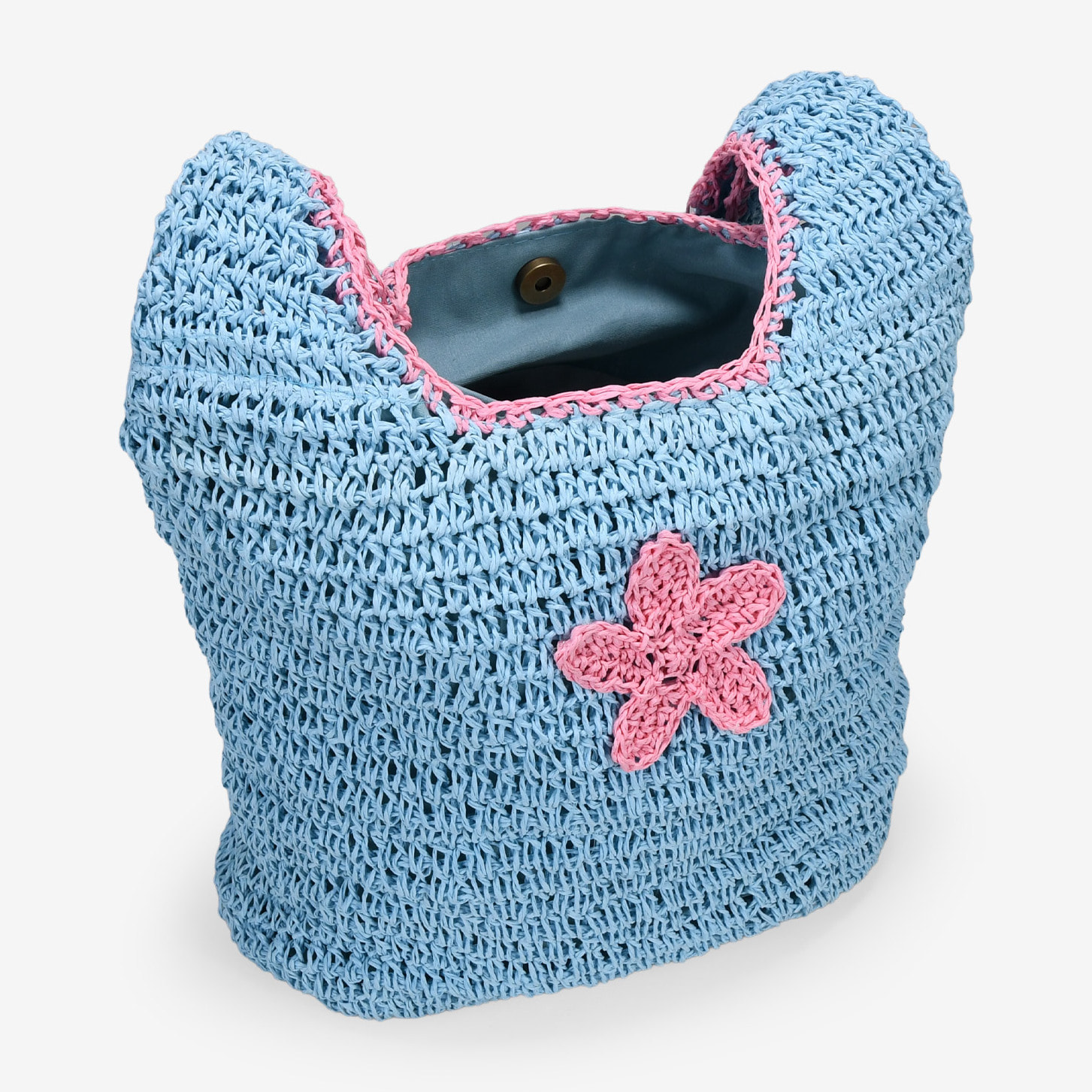 Bolso de hombro rafia azul con estrella