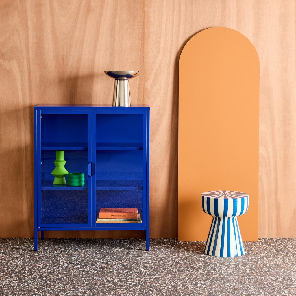 Armoire vitrine acier et verre trempé 2 portes 80cm ARKANSAS