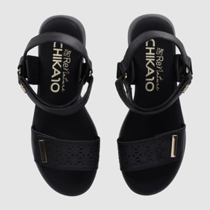 Sandalias de Piel - Negro - Tacón: 3 cm