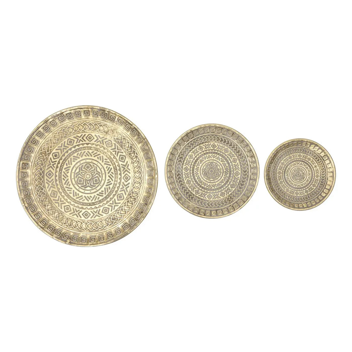 Lot de 3 plateaux ronds Samir en acier doré