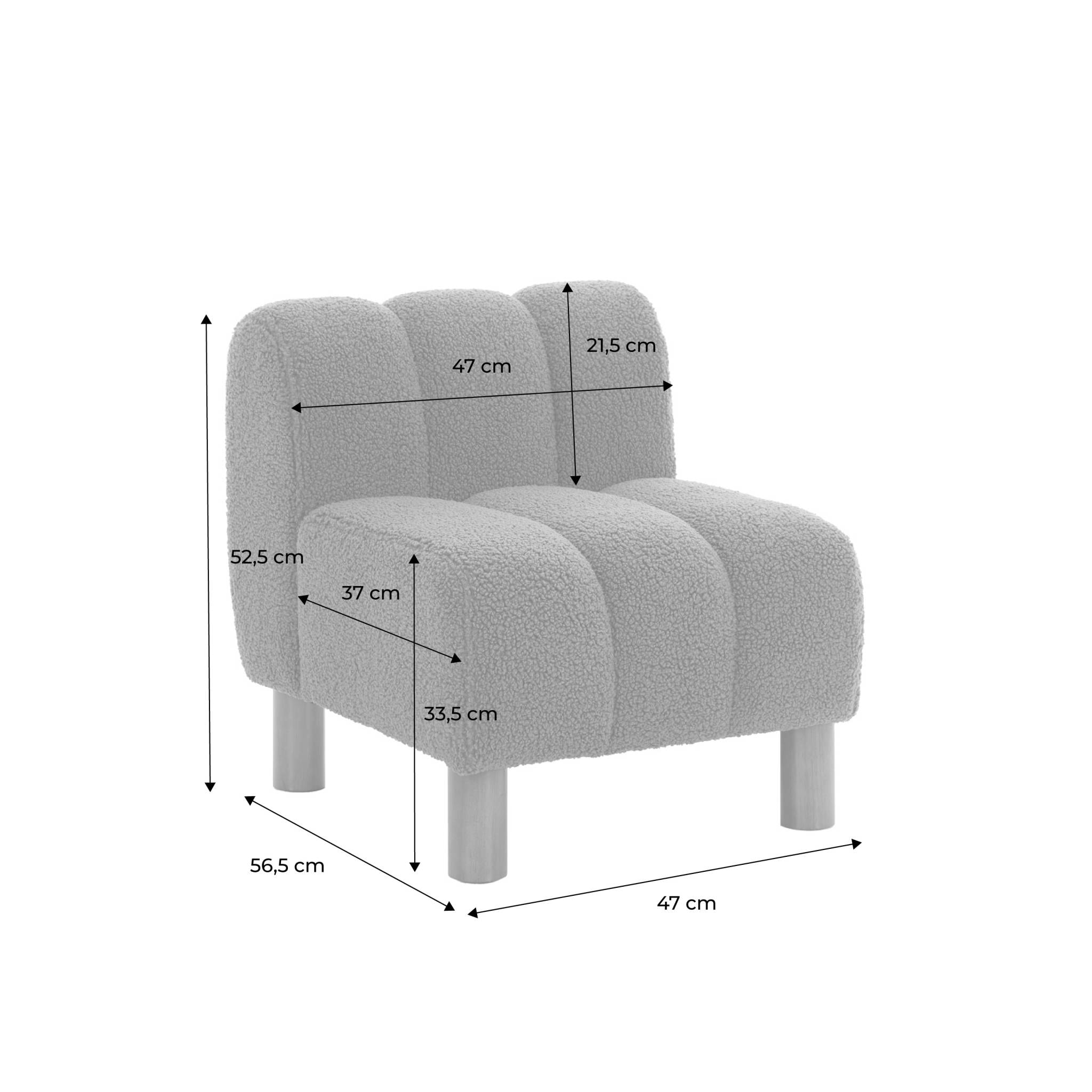 Fauteuil enfant pieds arrondis bois d'hévéa et bouclette ANGEL KIDS