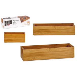 Organizador de bambú apilable 23x7 cm.