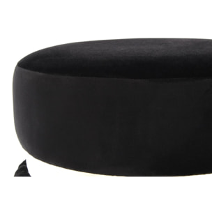 Pouf Rebecca in velluto nero e argento con frange