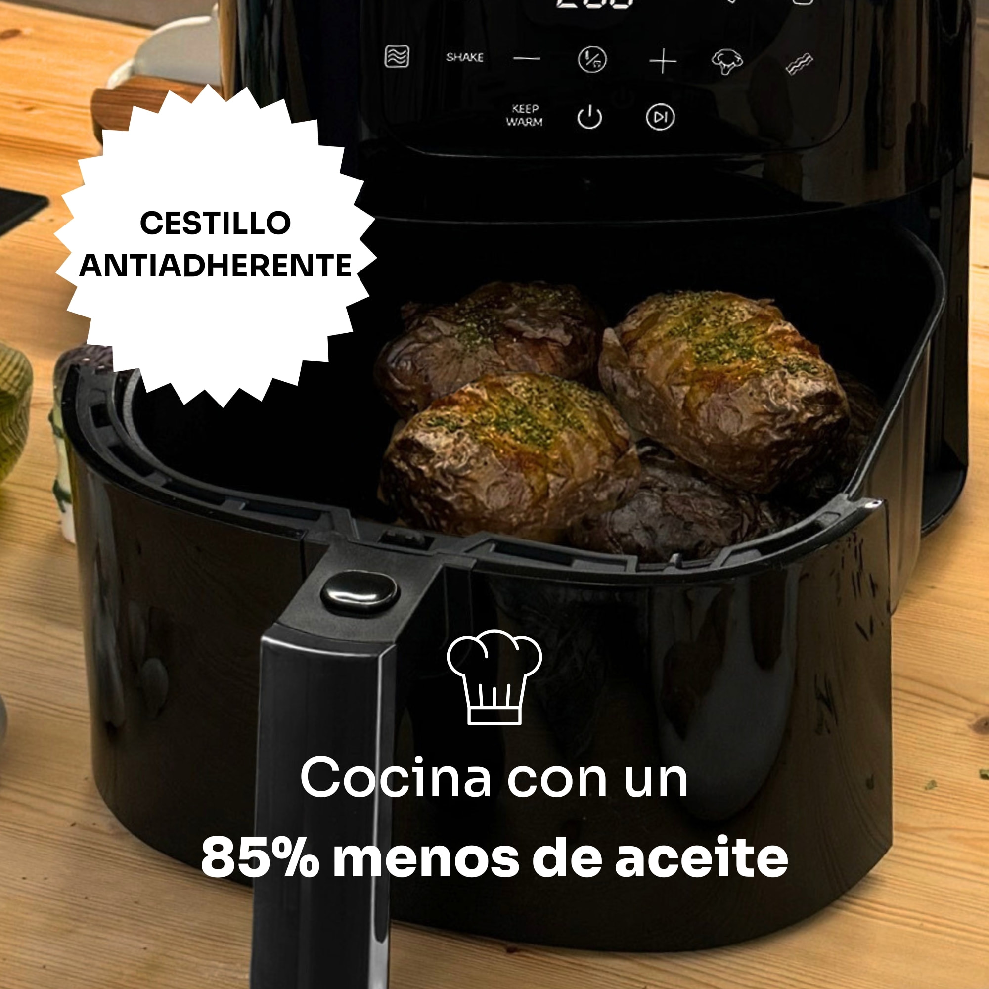 Mellerware - Freidora sin Aceite Crunchy Plus 5.5L | 1500W, 11 Menús, Temporizador y Pantalla Digital | Air Fryer 80-200º