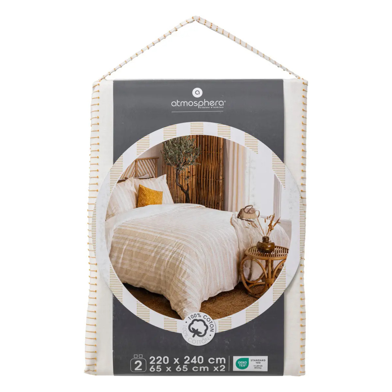 Parure de lit Isao coton blanc/jaune 240x220cm