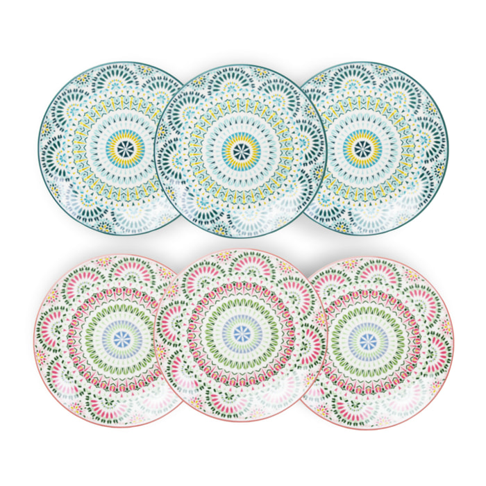 Lot de 6 petites assiettes à dessert, MANDALA