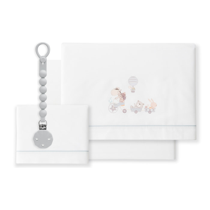 Sábanas Cuna Jirafa Bicicleta & Chupetero