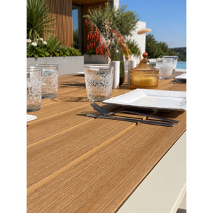 TONGA - Table de jardin en alu plateau polywood  aspect bois