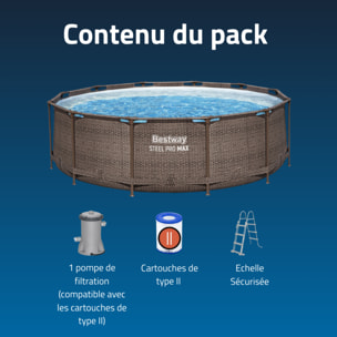 Bestway Piscine hors sol - Ronde - Steel Pro Max - Effet Rotin - 366 x 100 cm