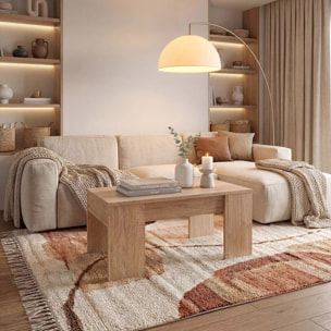 Mesa de centro elevable con almacenaje en roble canadian 100x45-56 cm Vita Roble Canadian