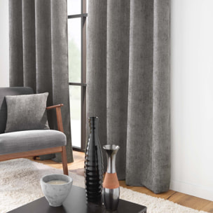 Rideau à œillets en velours chenille - Gris anthracite