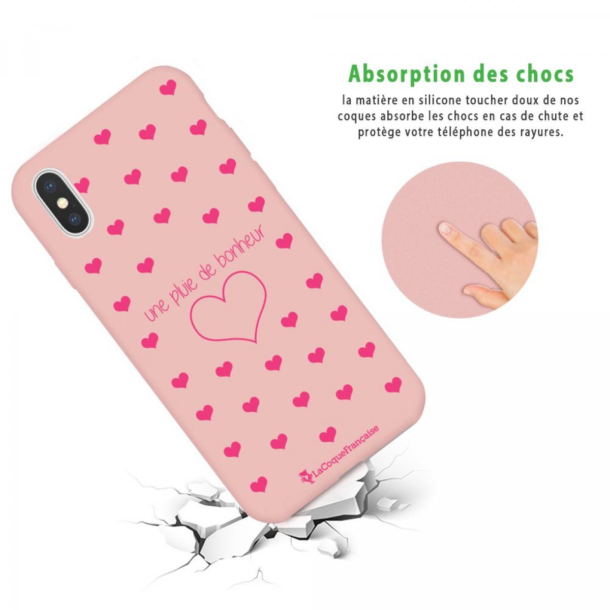 Coque iPhone X/Xs Silicone Liquide Douce rose pâle Pluie de Bonheur Rose La Coque Francaise.