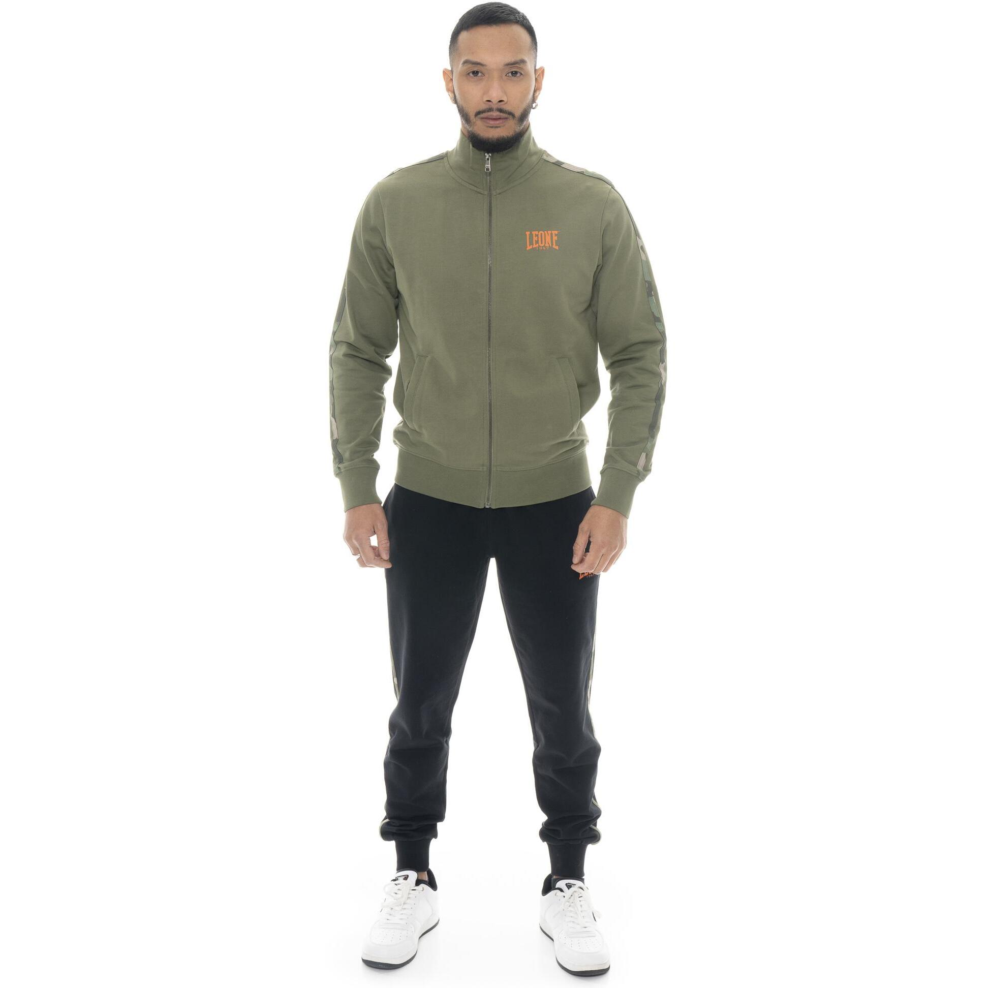 Tuta da uomo in cotone non garzato con colletto e zip Leone Military 1947