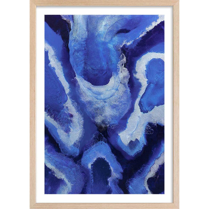 Poster bleu malte Affiche + cadre en bois - Chêne