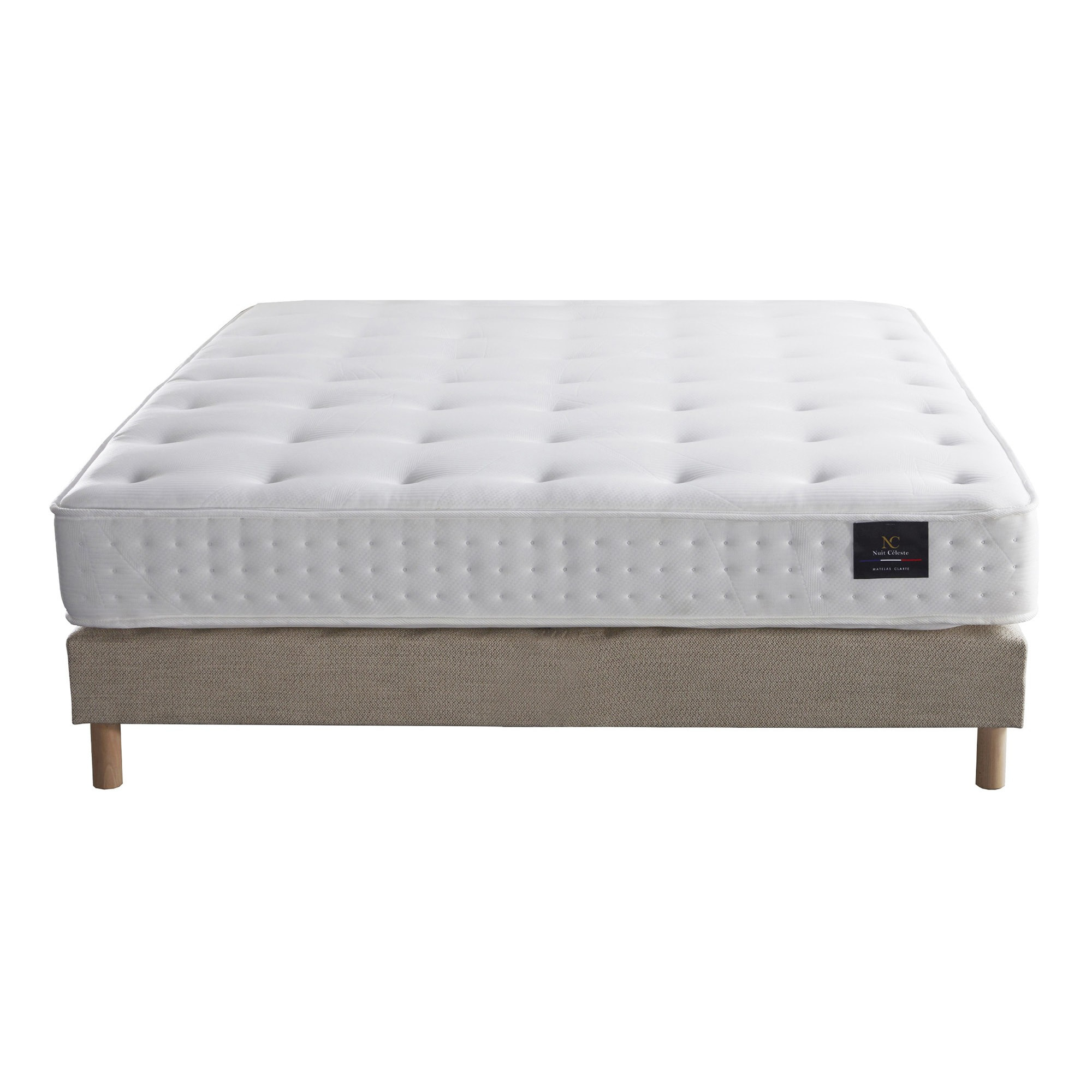 Ensemble Reflet - Matelas ressorts ensachés éco-conçu - Sommier Beige