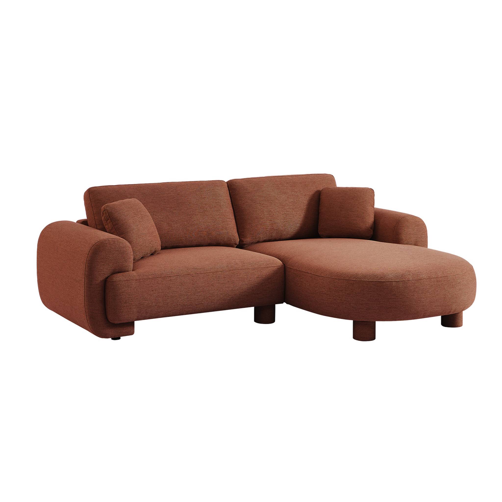 Canapé d'angle droit 3 places tissu, pieds ronds ZENIO
