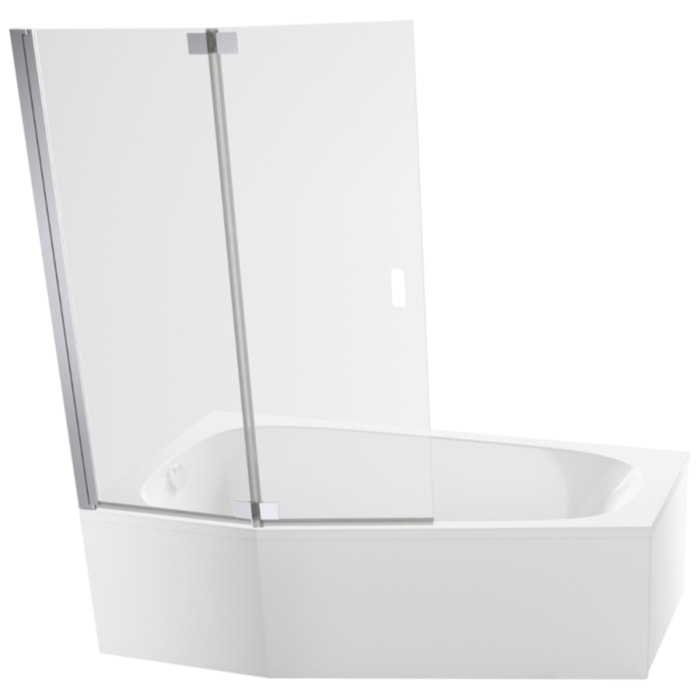 Pack baignoire bain douche 170 x 90 Bastille vidage à gauche blanc brillant + tablier en niche + pare-bain chromé
