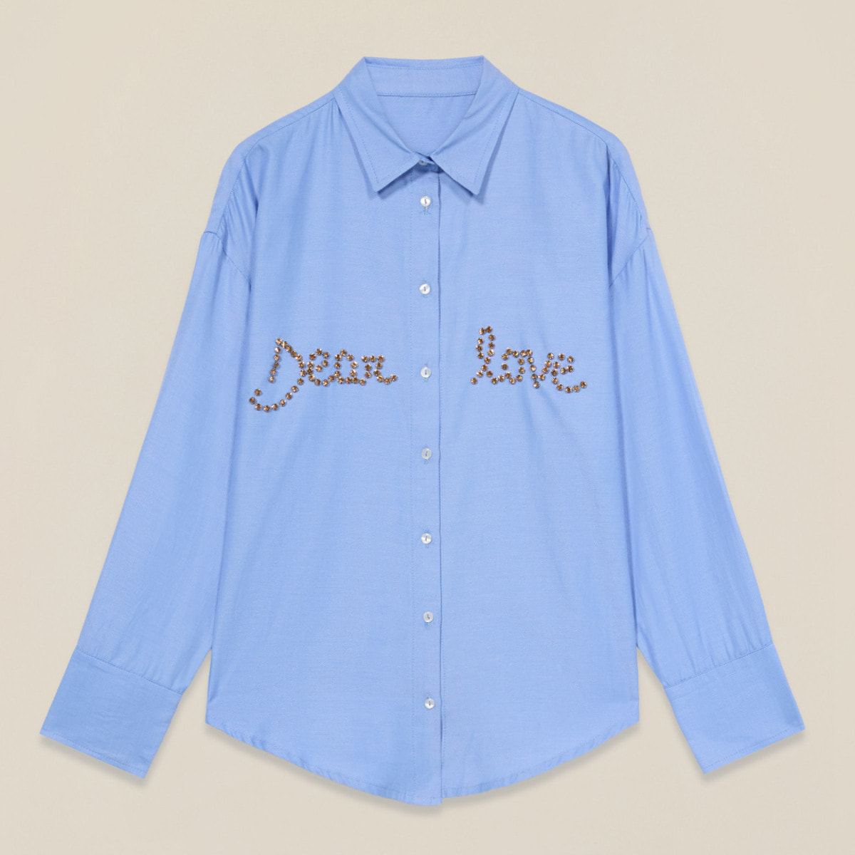 Oltre - Camicia con ricamo gioiello lettering - Azzurro