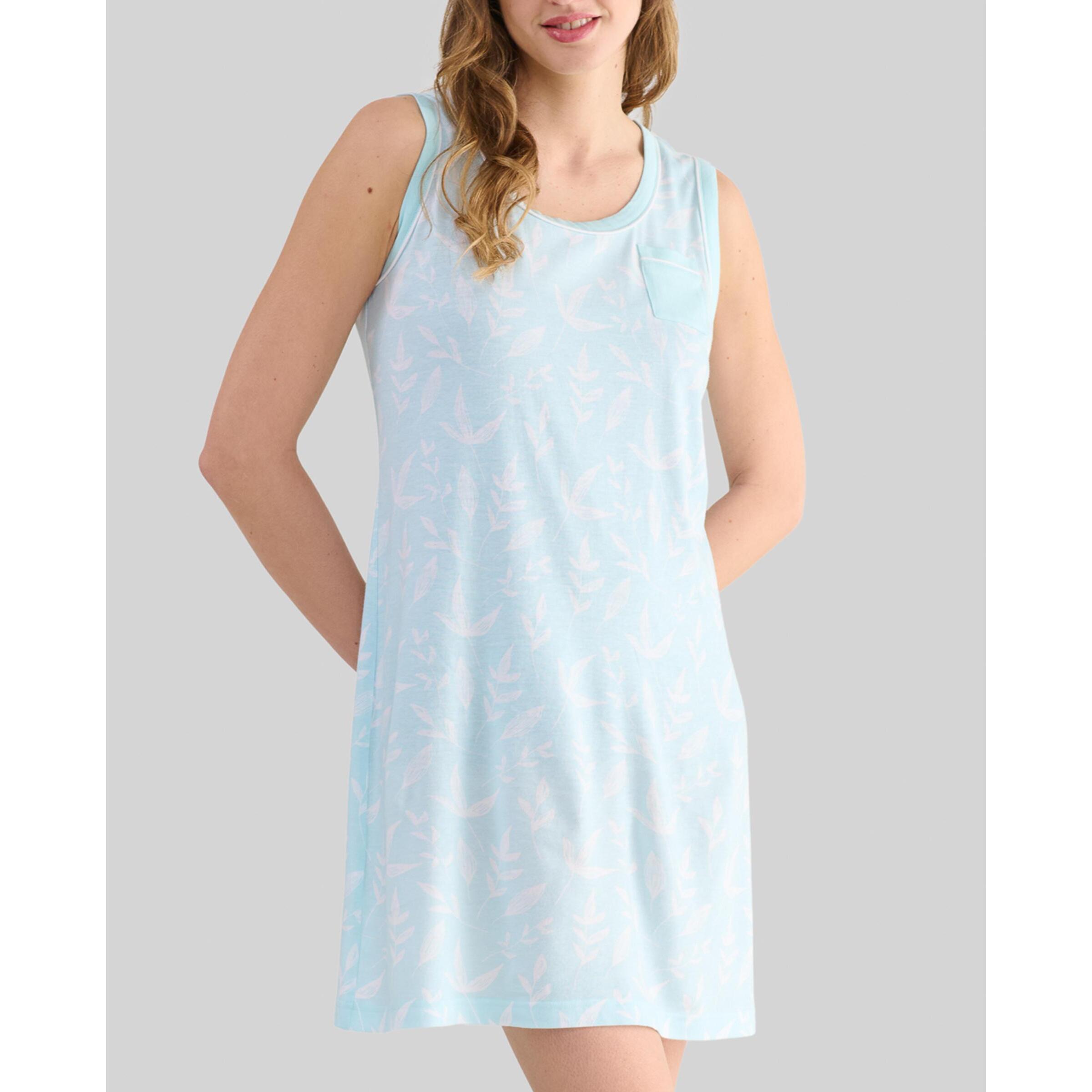 Camisón corto mujer hojas sin mangas ligero