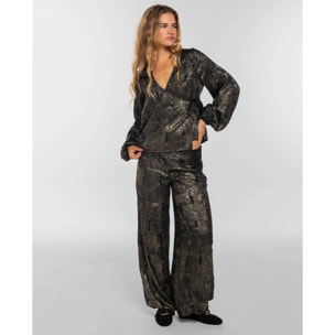 Pantalón con canesú y bordado de lentejuelas de mujer