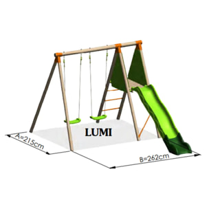 Balançoire en bois 2,30 m Topwood LUMI - 4 enfants