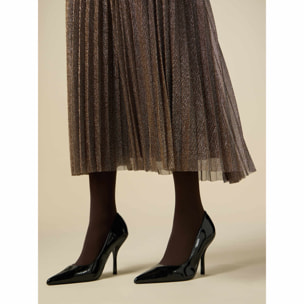 Oltre - Pleated lurex midi skirt - Marrón