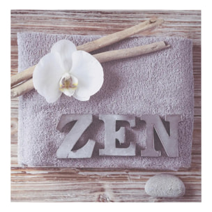 Toile imprimée "Fleurs" - bois - 28x28 cm