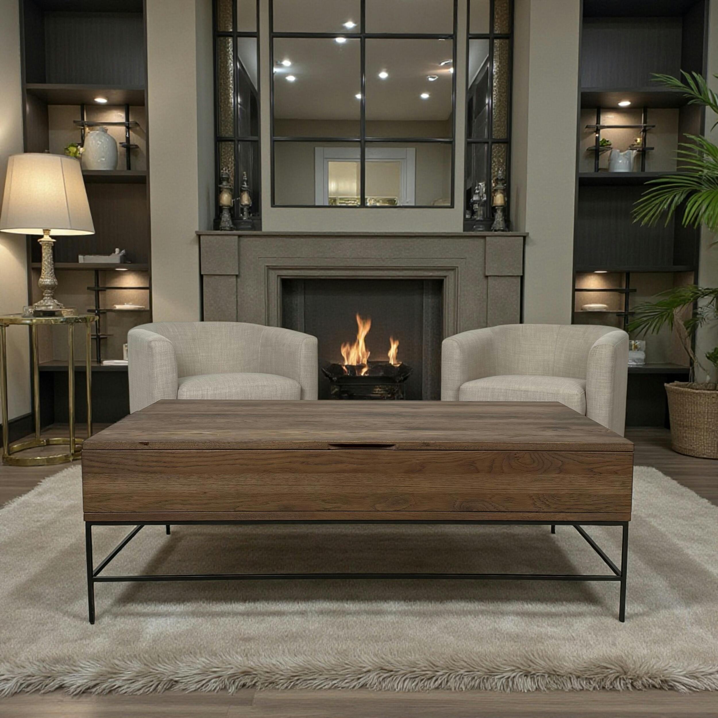 Table basse relevable chêne massif HUDSON