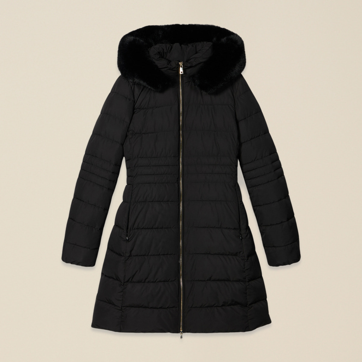 Oltre - Plumífero midi con capucha - Negro