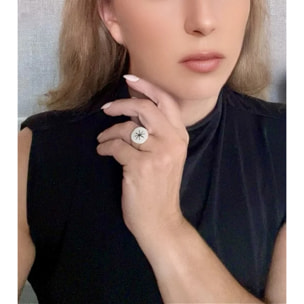 Anillo Sello Estelar en plata chapado 10µ