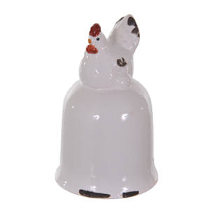 Campana In Ceramica Con Gallina. Altezza 10 Cm - Pezzi 6 - 6,5X10X6,5cm - Colore: Rosso - Bianchi Dino - Contenitori Pasquali,Ceramica,Resina Cesteria