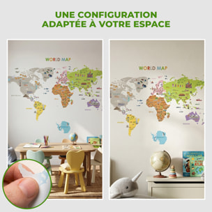 Stickers Muraux décoration adhésifs carte du monde géante pour enfants