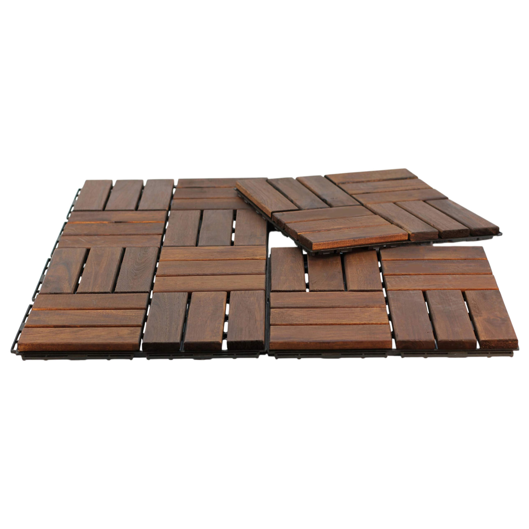 Lyva - Pavimento da Esterno con Clip 30x30 cm 10 Piastrelle per Giardino Patio Terrazza in Legno di Acacia