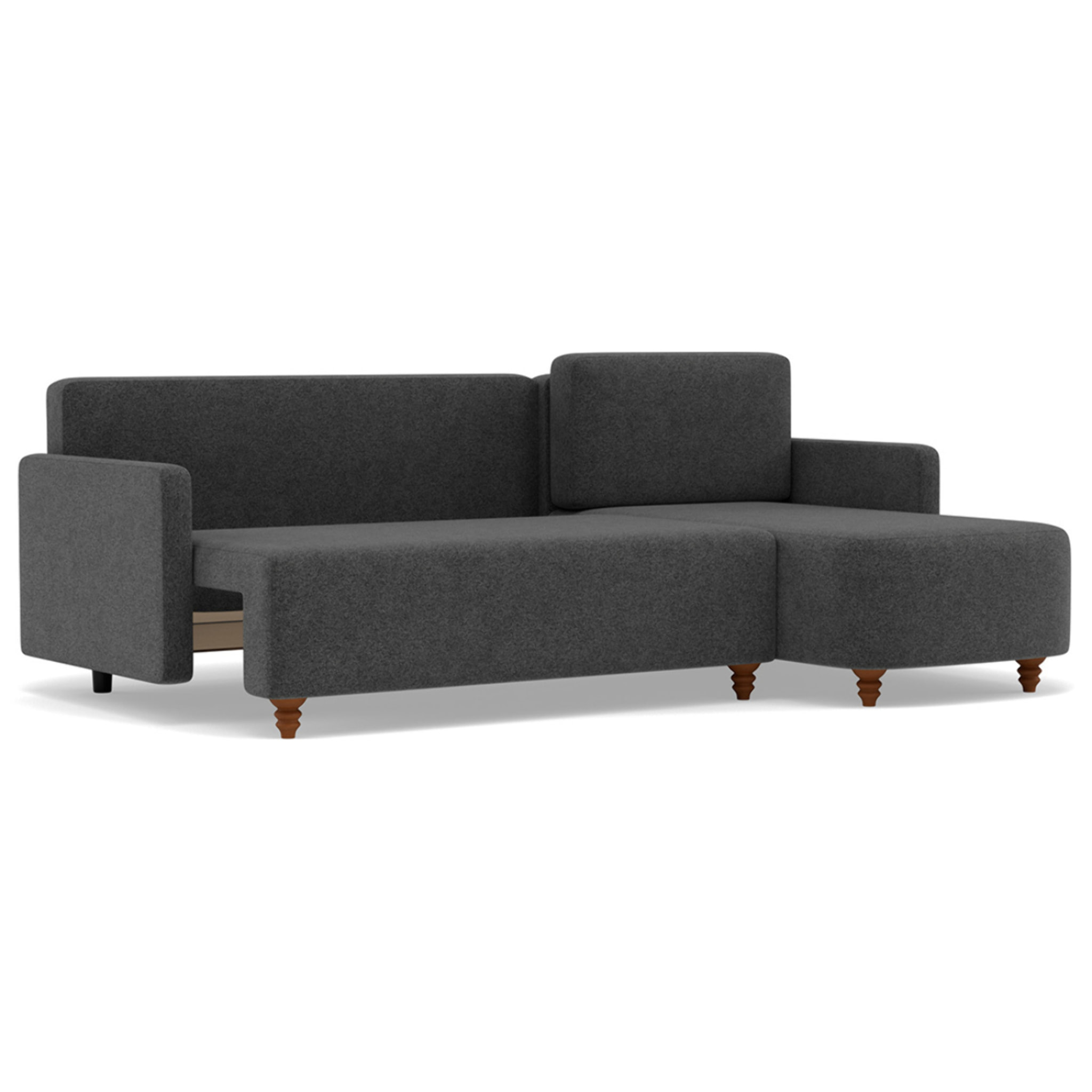 Calypso - canapé d'angle réversible 4 places convertible avec coffre en tissu - Gris Anthracite