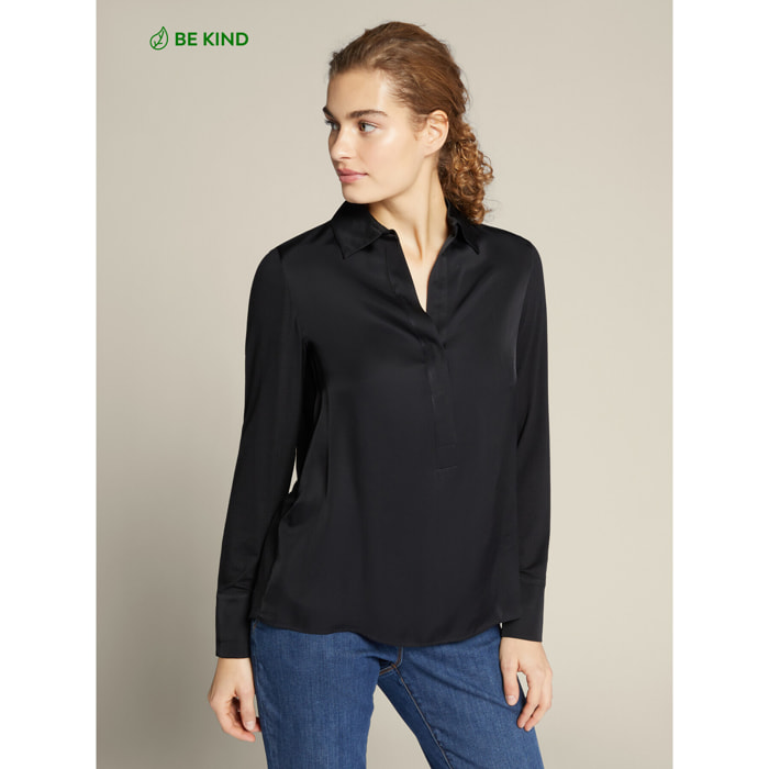 Elena Mirò - Camiseta de viscosa ECOVERO™ - Negro