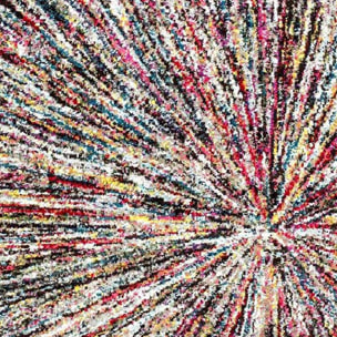 Tapis Gepa aux motifs géométriques destructurés multicolores