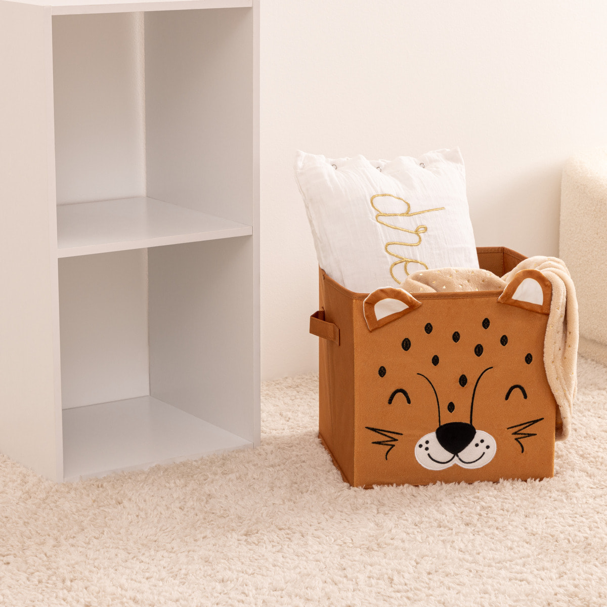 Bac de rangement Joey velours 29x29cm
