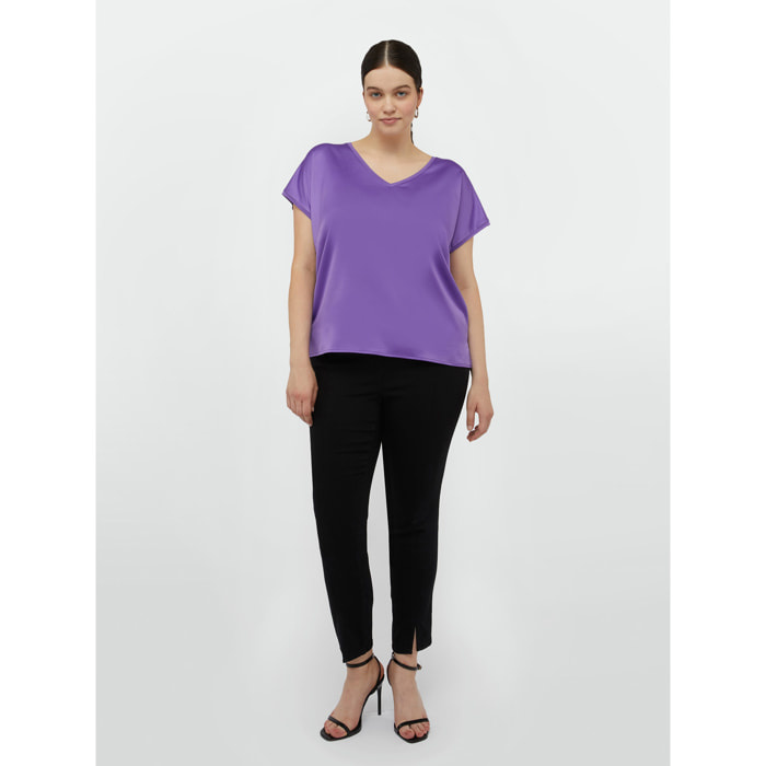 Fiorella Rubino - T-shirt in raso e jersey - Viola