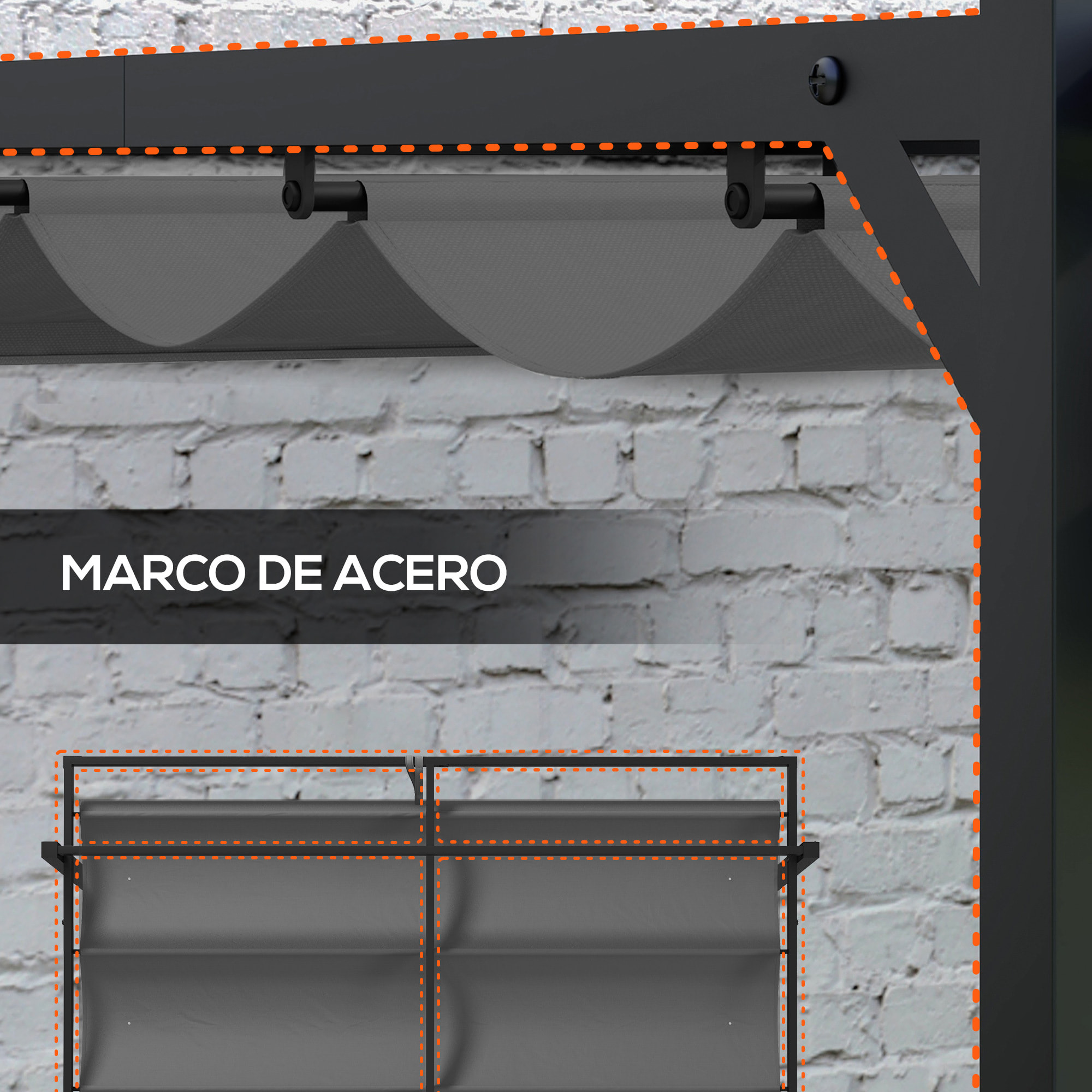 Pérgola 3x4 m Gazebo Cenador de Jardín con Techo Retráctil de Poliéster y 12 Orificios de Drenaje Pérgola para Patio Terraza Exterior Gris Oscuro