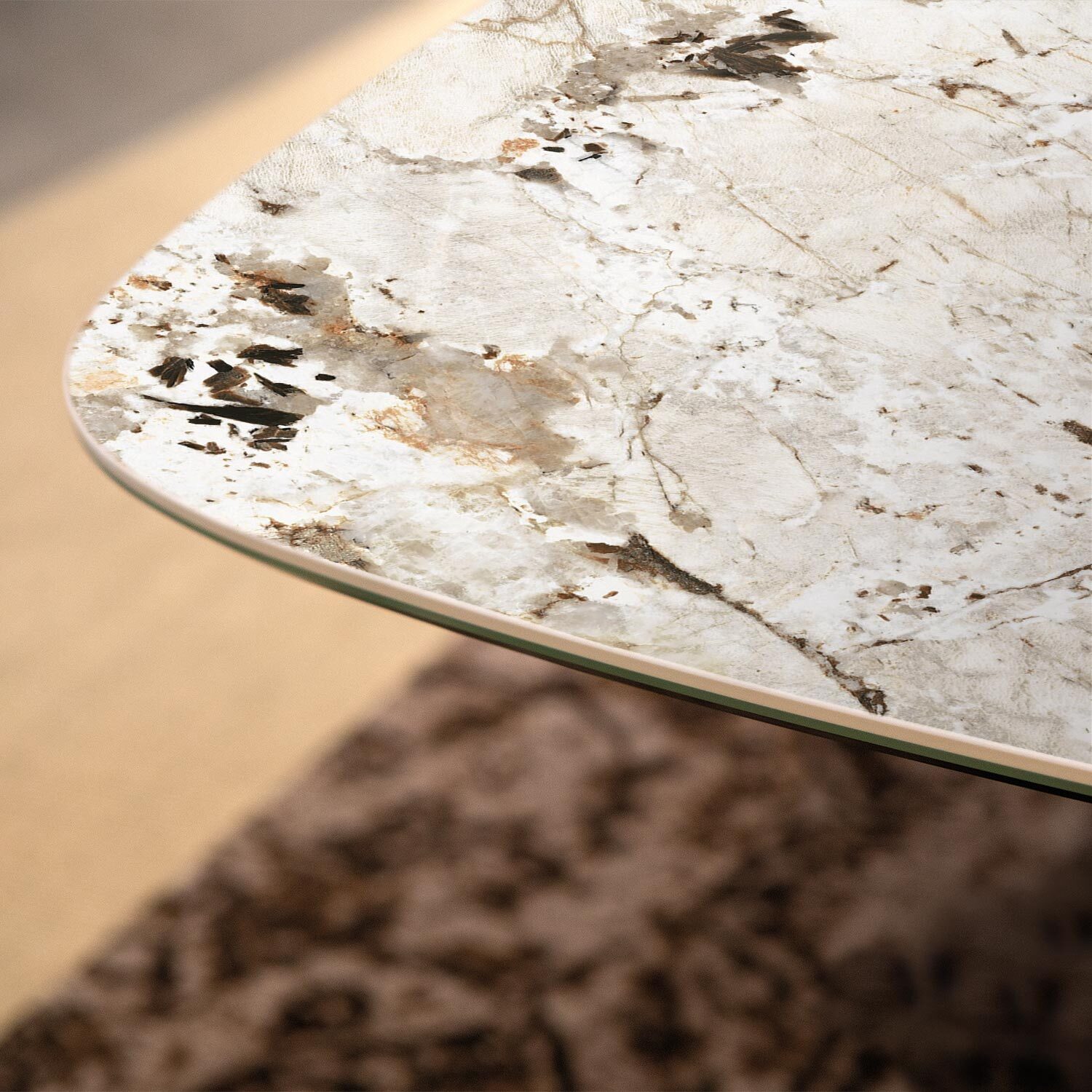 TAVOLO FISSO PRISMA - GRIGIO CARBONE, BOTTE BORDO INCLINATO, GRES PORCELLANATO TUNDRA