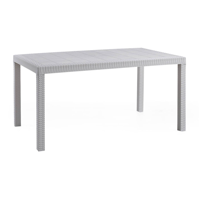 Tavolo da esterno Adila, Base per picnic, Piano da pranzo da giardino, Banco outdoor multiuso, Made in Italy, 150x90 h74 cm, Bianco