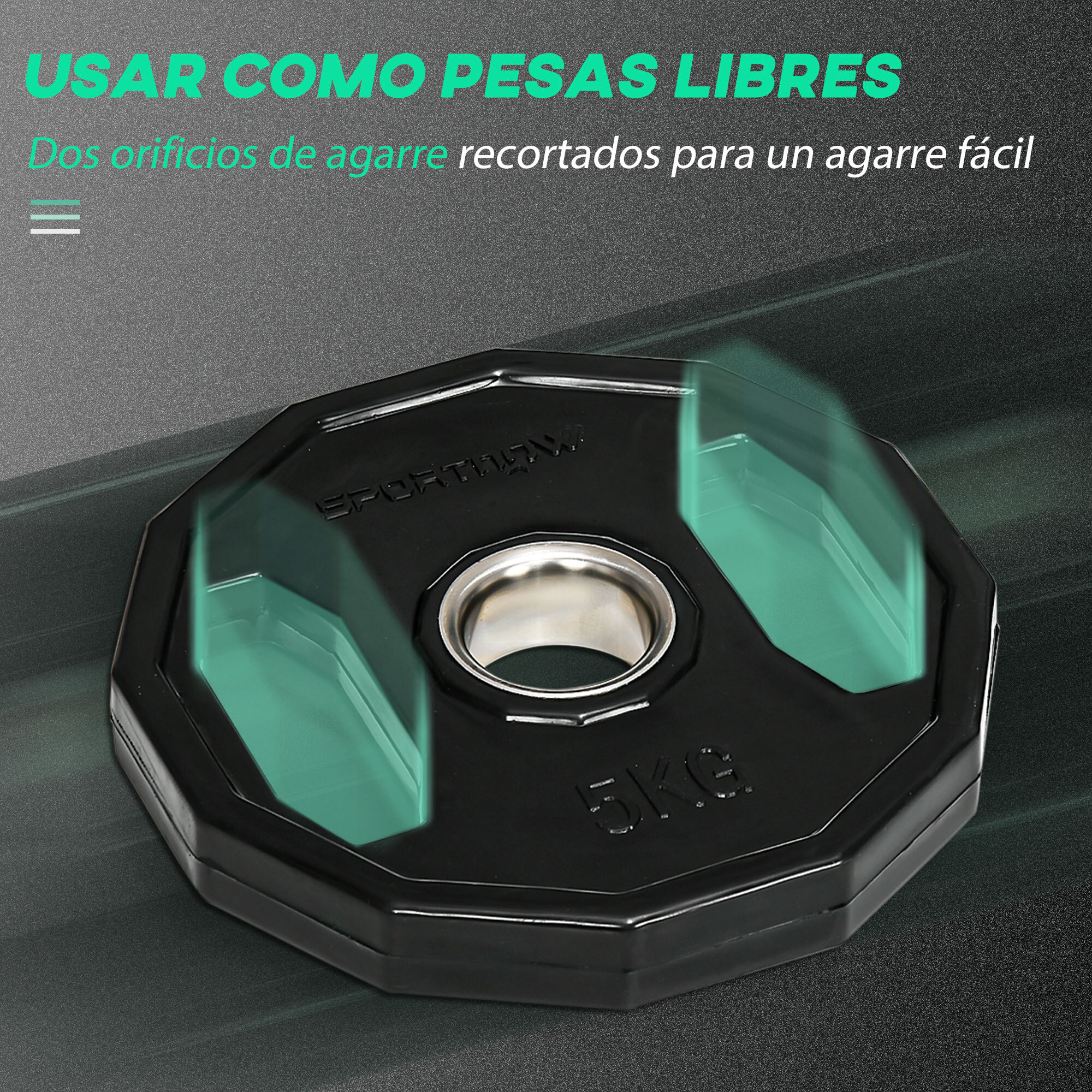 Juego de 2 Discos de Pesas Olímpicas 5 kg Hierro Fundido Placas de Pesas con Orificio de 5 cm para Entrenamiento Fitness en Gimnasio Casa Negro