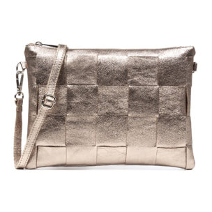 Acquanegra Bolso Bandolera Mujer. Piel Auténtica Gamuza Lacado Brillante.