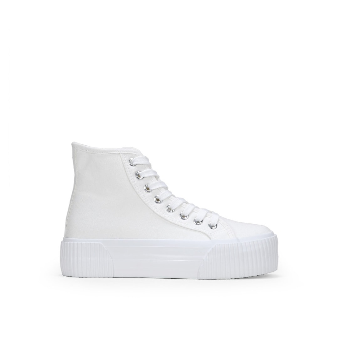 Zapatillas de tela altas blancas con plataforma